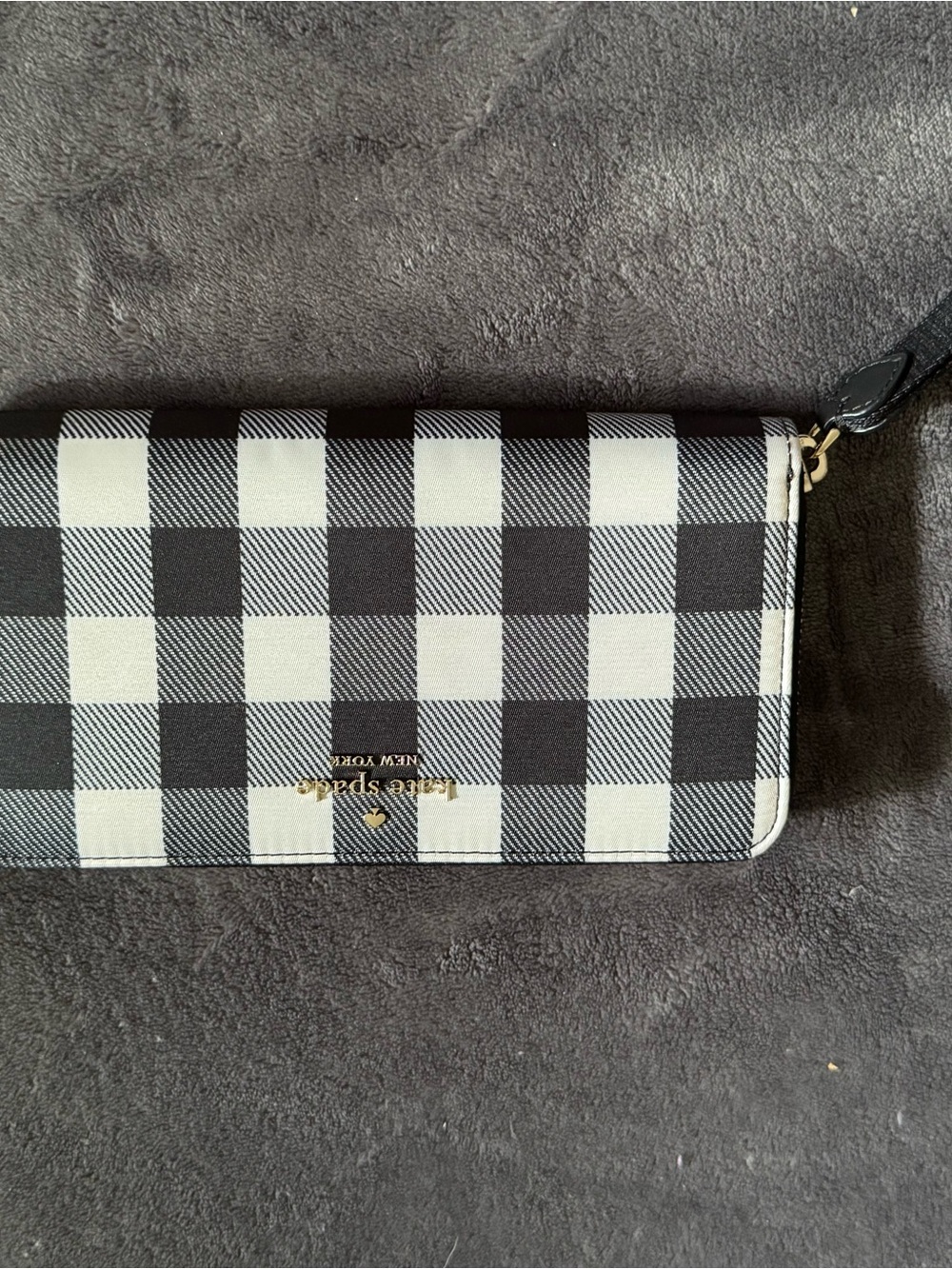 kate spade Navy and White Buffalo Check Wristlet Wallet